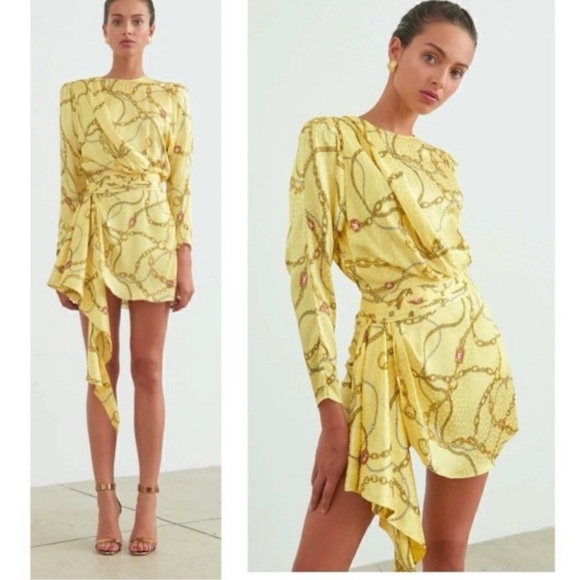 Kobo Santana Silk Floral Print Drapes Faux Wrap Long Sleeve Mini Dress Medium - Picture 6 of 10